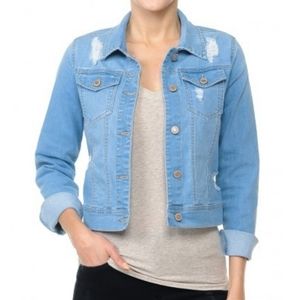 Wax Jean Denim Jacket With Destruction And Stitch